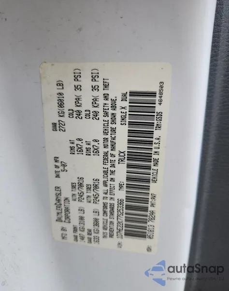 2007 Dodge Dakota St z USA, uszkodzony, nr VIN 1D7HE22K77S253366